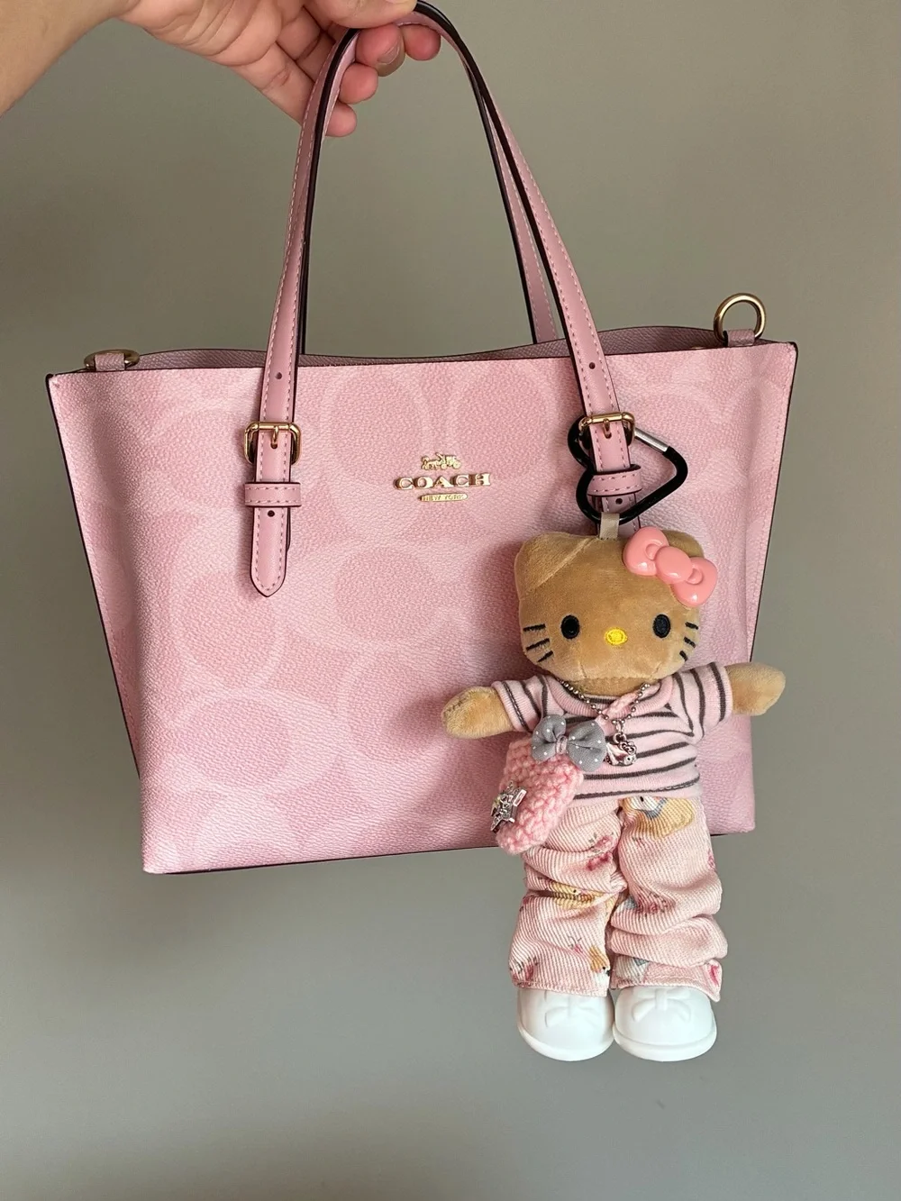 Hello Kitty Brown & Pink Plush Fashion Diva Keychain Bag Charm